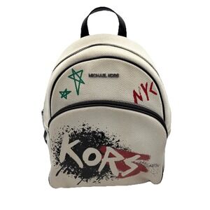 Rare Michael Kors Abbey Medium Backpack Graffiti Print Logo MK Bag MSRP $398‎